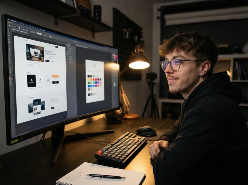 Yannis beim Webdesign